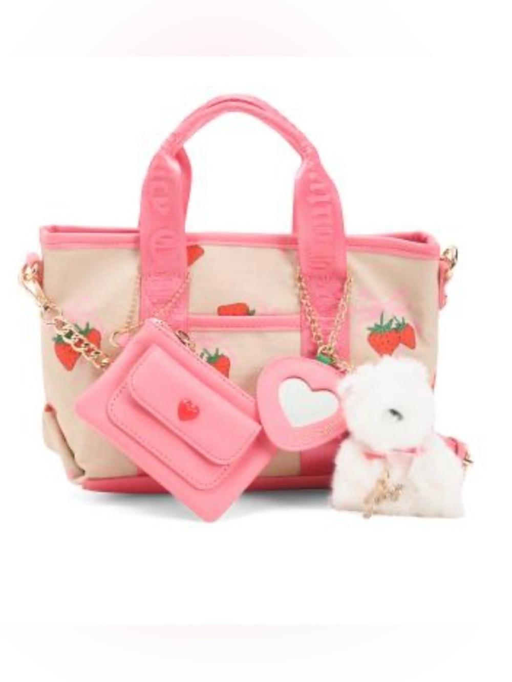Juicy Couture Pink and Beige Strawberry mini Tote